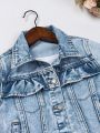 Toddler Girls' Denim Jacket With Ruffled Hem