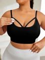Yoga Basic Plus Size Women'S Sports Bra With Cross Straps