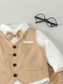 Baby Boys' Vest And Pants Suit, 2pcs/set (shirt Not Included)