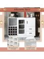Kitchen Functional Sideboard with Glass Sliding Door and Integrated 16 Bar Wine Compartment, Wineglass Holders (White)