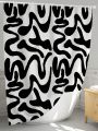 Le freak c est chic Black Twisted Line Pattern Waterproof Shower Curtain