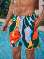 Men's Printed Drawstring Waist Beach Shorts