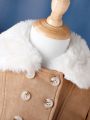 Infant Girls' Elegant Woolen Coat With Collar, Autumn/winter