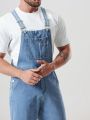 Extended Sizes Men's Plus Size Casual Solid Color Denim Overalls