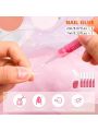 krofaue Half Cover False Nails Tips Set 1000pcs French Style Nail Tips Kit with Nail Gel, Clipper, Nail File Strips and Mini UV Nail Lamp with Box for Nail Tips Art Salons and Home DIY