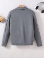 Simple & Fashionable Twist Rope Design Teen Boys' Button-Up Cardigan Sweater