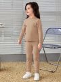 SHEIN Little Girl's Cute Long-Sleeved Bow Sweater Suit