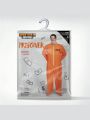 Spooktacular Creations Prisoner Jumpsuit Men's Orange Prison Escaped Inmate Jailbird Coverall Costume Halloween Costume