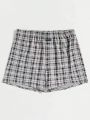 Men'S Loose Checkered Boxer Shorts With High Waistband, Summer