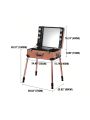 LED Makeup Case Cosmetic Train Table W/6 LED Lights & Rolling Wheels & Mirror