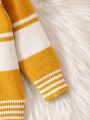 Baby Boys' Color Contrast Stripe V-neck Cardigan With Long Sleeve