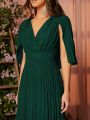 SHEIN Surplice Neck Pleated Cape Bridesmaid Dress