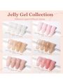 Modelones Jelly Pink Nude Gel Nail Polish Kit With U V Light, 6 Sheer Translucent Soak Off Nail Gel Polish Starter Manicure Kit Base & Top Coat Diy Home Curing Mothers Day Gift