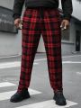 Manfinity Homme Men'S Plus Size Grid Pattern Knitted Casual Pants