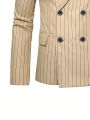 Manfinity Mode Men Striped Print Double Breasted Blazer & Suit Pants