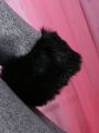 Baby Girl Fuzzy Cuff Bow Front Overcoat & Hat