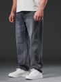 Men Plus Slant Pocket Straight Leg Jeans