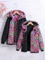Teen Girls' Reversible Tie-dye Leopard Print Faux Lamb Wool Coat