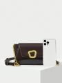 MOTF PREMIUM METAL GEOMETRIC BUCKLE DECOR FLAP FLAP CHAIN STRAP CROSSBODY