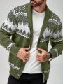 Manfinity Men's Geometric Print Shawl Collar Open Front Cardigan