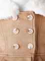 Infant Girls' Elegant Woolen Coat With Collar, Autumn/winter