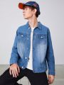 SHEIN Teen Boy Flap Pocket Denim Jacket