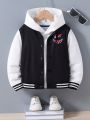 SHEIN Young Boys Contrasting Color E-Cartoon Print Baseball Uniform Jacket Without Sweatshirt
