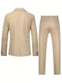 Manfinity Mode Men Striped Print Double Breasted Blazer & Suit Pants