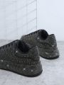 Rhinestone Decor Lace-up Front Skate Shoes