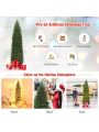 Gymax 7.5Ft Pre-Lit Pencil Christmas Tree Hinged Artificial Slim Tree w/ LED Lights