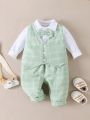 2pcs Baby Boys' Stripes Gentleman Style Suit Set (Fake 2pcs Suit)