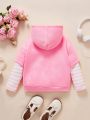 CARDCAPTOR SAKURA | SHEIN Young Girl Cartoon Print Contrast Stripe Hooded Sweatshirt