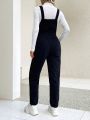 SHEIN Maternity Overalls With Text Pattern