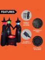 6 FT Tall Halloween Inflatable Three Witches Around Cauldron with Flame Light Inflatable Yard Decoration Blow Up Inflatables with Build-in LEDs for Halloween Party Indoor, Outdoor Decorations