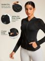 SHEIN Daily&Casual Women's Hooded Sports Jacket With Mesh Insets