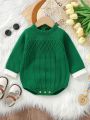 Baby Girl Contrast Trim Keyhole Back Knit Bodysuit