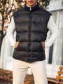 Manfinity Homme Men Plus Solid Zip Up Puffer Vest Coat
