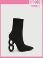 CUCCOO Trending Women Minimalist Sock Boots, Fabric Sculptural Heeled Fashion Boots
