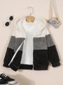 Toddler Boys' Color-block Hooded Plush Jacket