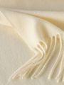 1pc Women's White Fringed Faux Cashmere Soft And Warm Scarf Shawl In Plus Size, Suitable For Daily Wear