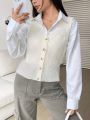 SHEIN EZwear 1pc Button Front Sweater Vest