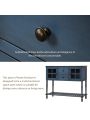 Sideboard Console Table with Bottom Shelf, Farmhouse Wood/Glass Buffet Storage Cabinet Living Room