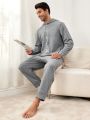 Men'S Button Closure Half Placket Hooded Jumpsuit Loungewear