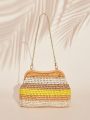 SHEIN VCAY Striped Pattern Chain Crochet Bag