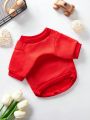 Debiesn 1pc Cute Red Baby Heart Pet Pattern Printed Warm Hoodless Sweater