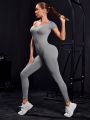 Yoga Basic Women'S Seamless Mock Neck Sports Jumpsuit