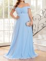 SHEIN Belle Plus Size Bridesmaid Dress With Twist Front Detail, Hollow Out Design And Cami Off-The-Shoulder Neckline