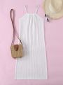 Teen Girl Hollow Out Spaghetti Strap Mesh Cover Up Dress