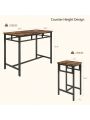SEGMART 5 Pieces Dining Room Set, Counter Height Bar Table Set for 4, Wooden Bistro Pub Table and Chairs for Small Spaces, Rustic Brown