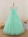 Tween Girls' Romantic & Gorgeous Light Green Spaghetti Straps Maxi Evening Dress For Party, Performance, Birthday Party, Etc. Autumn